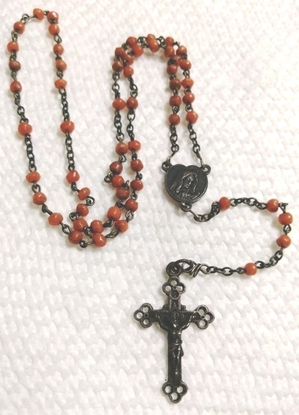 Antique Mid 1800's Coral Pocket Rosary Roma Italy Priest Nun Convent Find Antique Mid 1800's Coral Pocket Rosary Roma Italy Priest Nun Convent Find