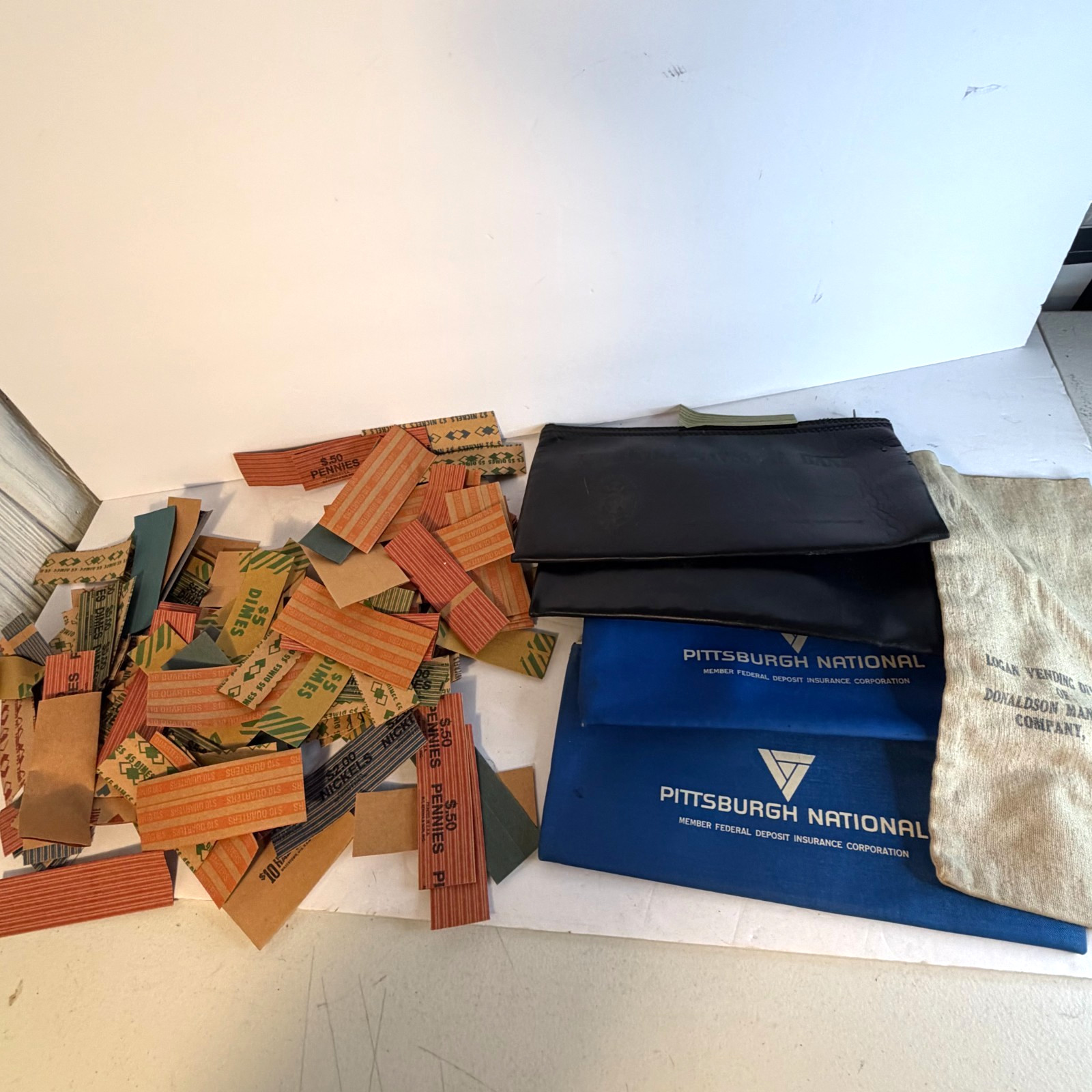 Vintage Pittsburgh Bank Deposit Bag Coin Wrapper Lot PNC Union National Vending