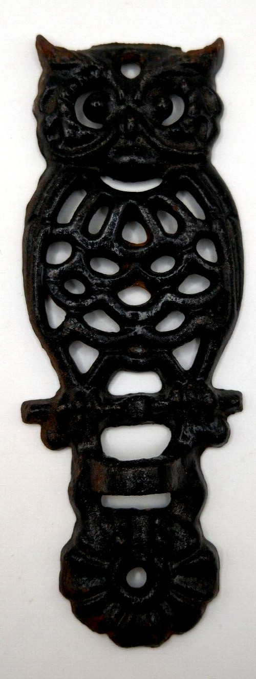 Vintage Cast Iron Owl Black Wall Hanging 
