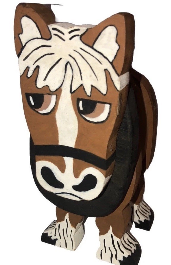 Vintage Handpainted Folk Art Wood Mule Horse Figurine Vintage Handpainted Folk Art Wood Mule Horse Figurine