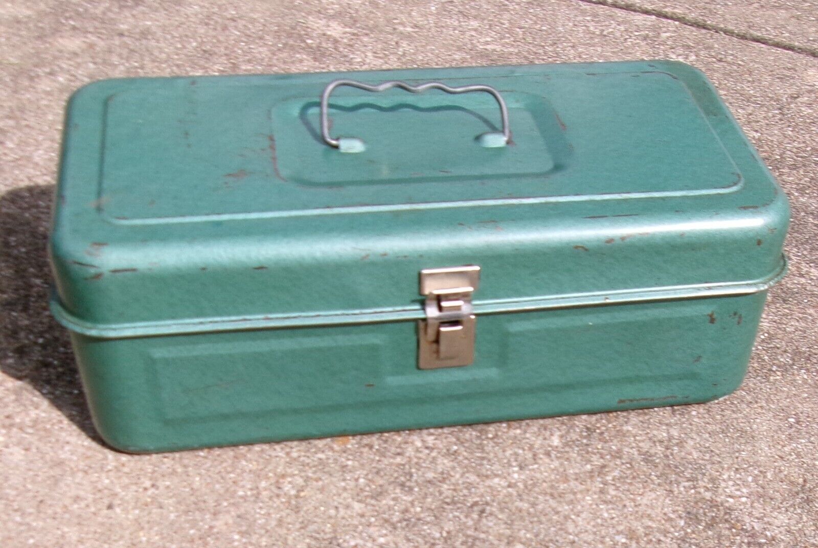 Vintage Metallic Blue Metal Tackle Box