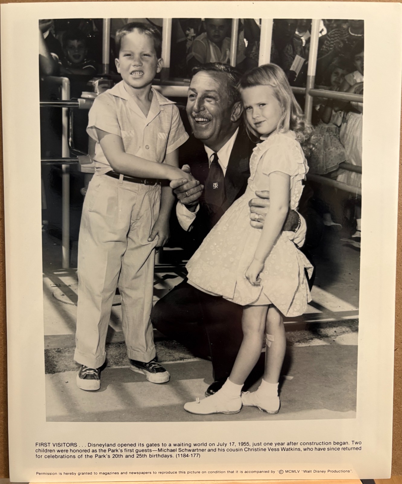 DISNEYLAND WALT DISNEY Opening Day 1st Guests 1955 Original Press Photo 8x10 NM