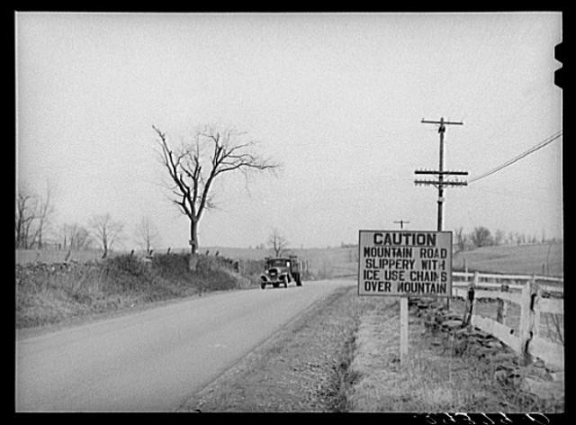 Frederick County Virginia 1930s U.S. 50 Mountain Road Caution Sign Truck