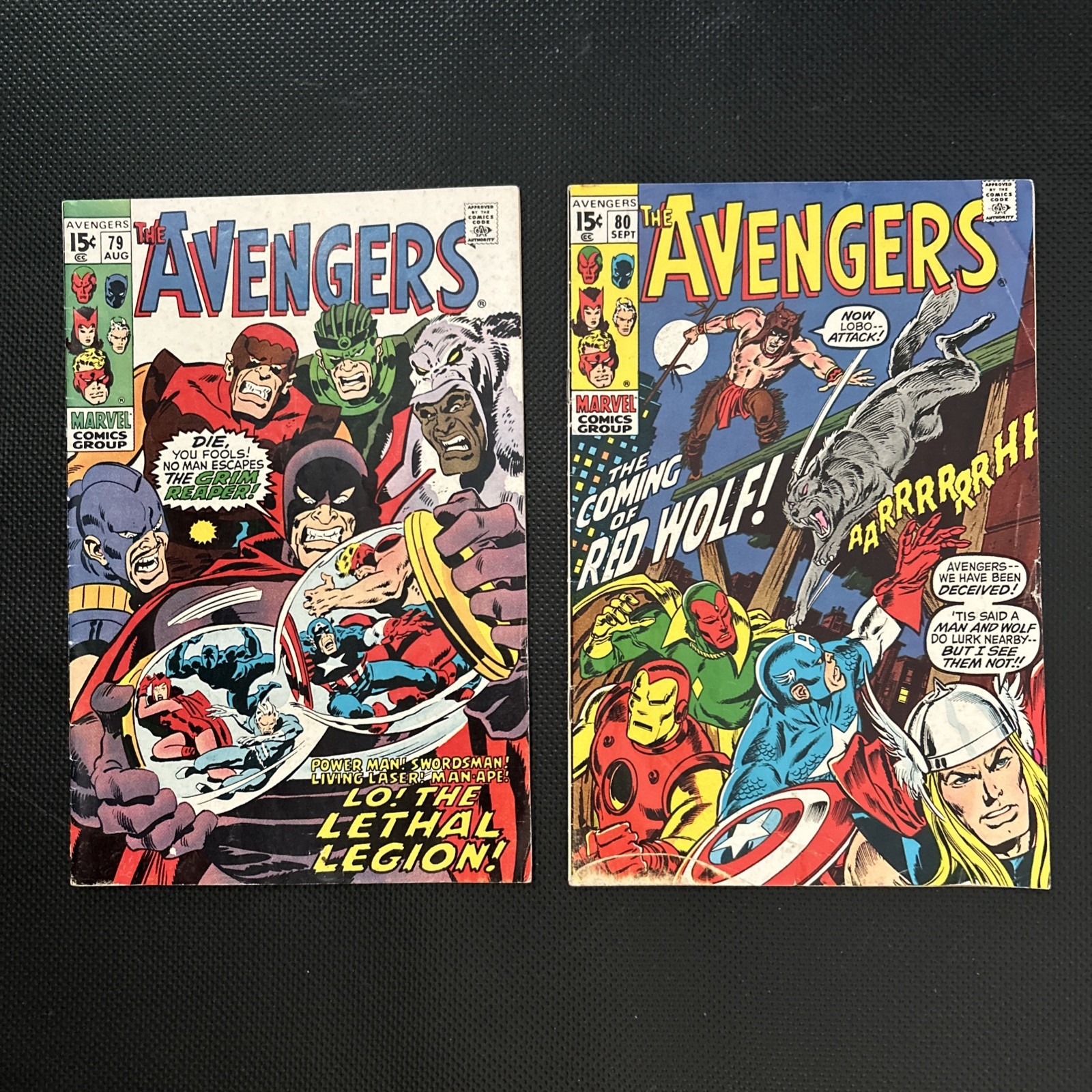 Avengers #79, 80 (2nd Red Wolf) - 1970 Marvel Comics. Great condition