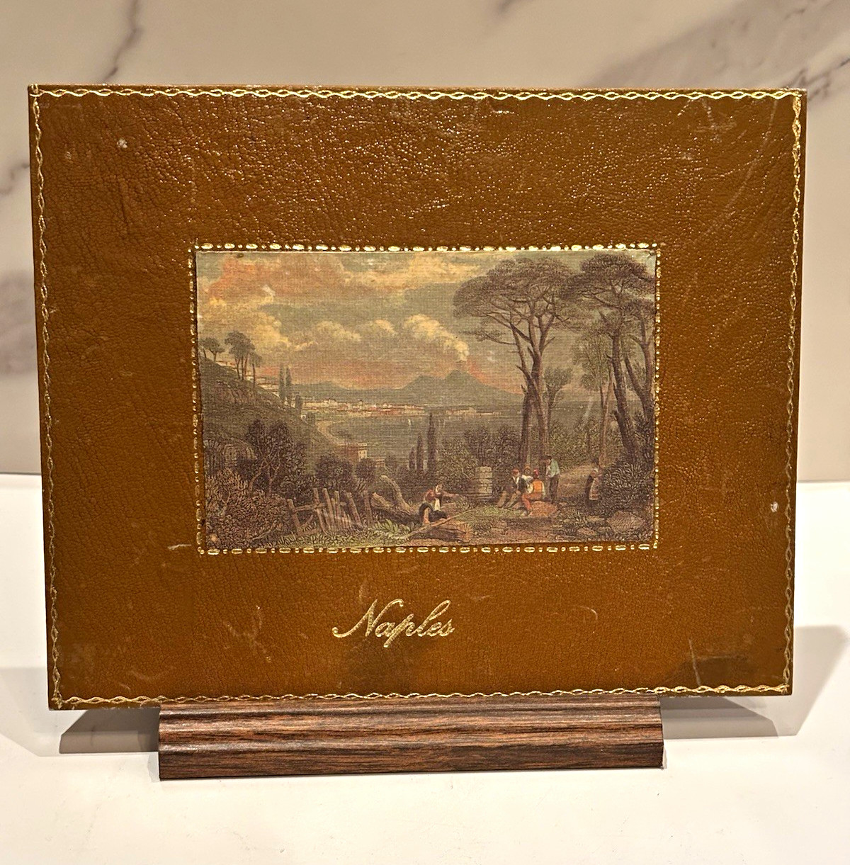 Vintage Fausto Contini Italian Leather Art Plaque Naples Florence Italy 1960s Vintage Fausto Contini Italian Leather Art Plaque Naples Florence Italy 1960s