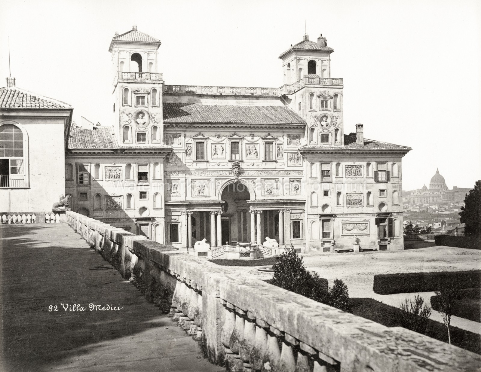 Villa Medici Rome Italy Palace Facade Gardens Renaissance Vtg. Photo 19thC.