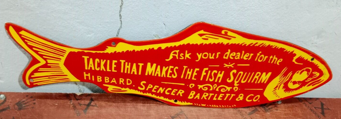The Fish Squirm Porcelain Enamel Sign 23 x 7 Inches 1 Sided