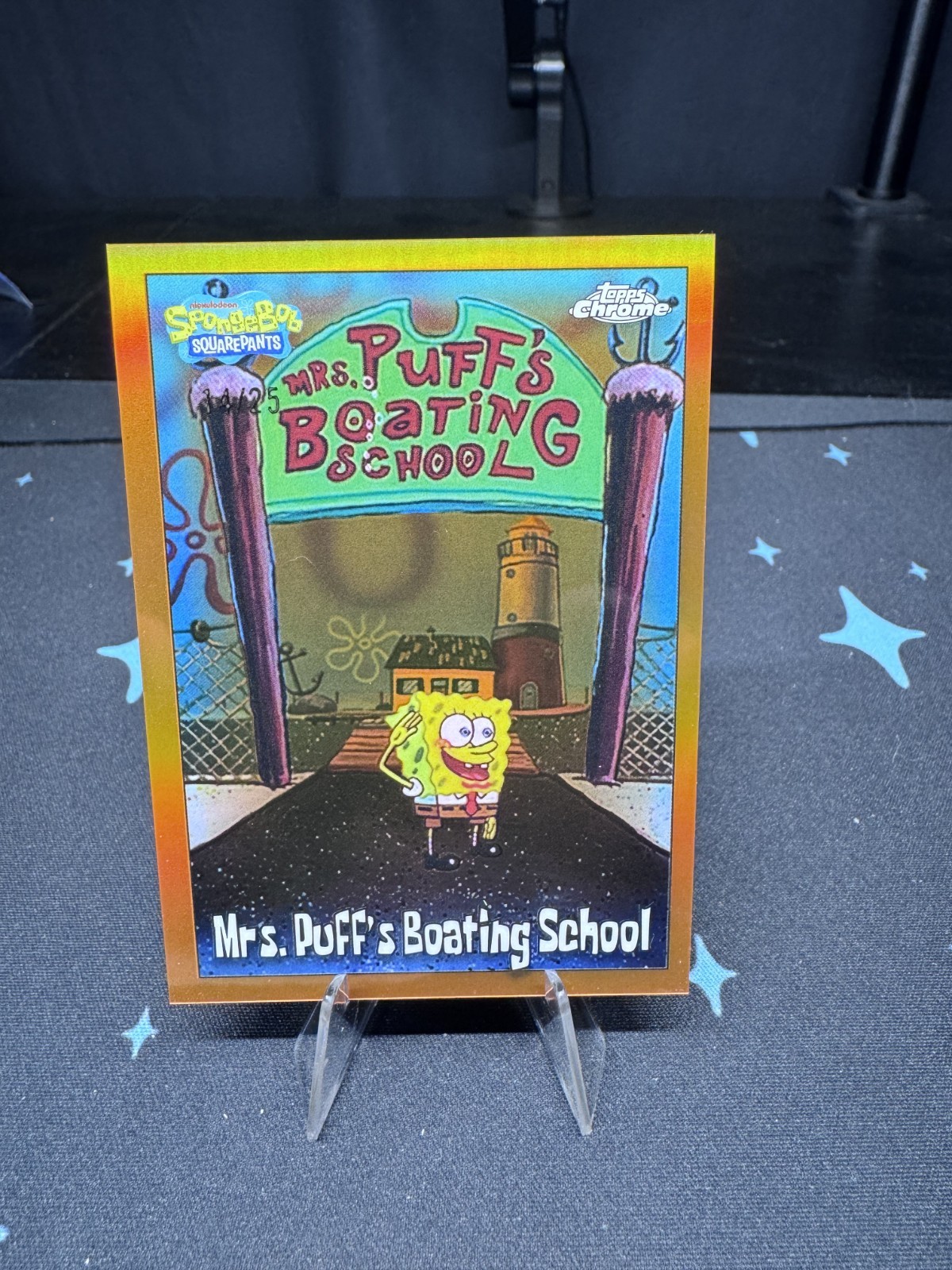 2025 Topps Chrome SpongeBob Mrs. Puff's Boating School Orange Refractor 14/25 2025 Topps Chrome SpongeBob Mrs. Puff's Boating School Orange Refractor 14/25