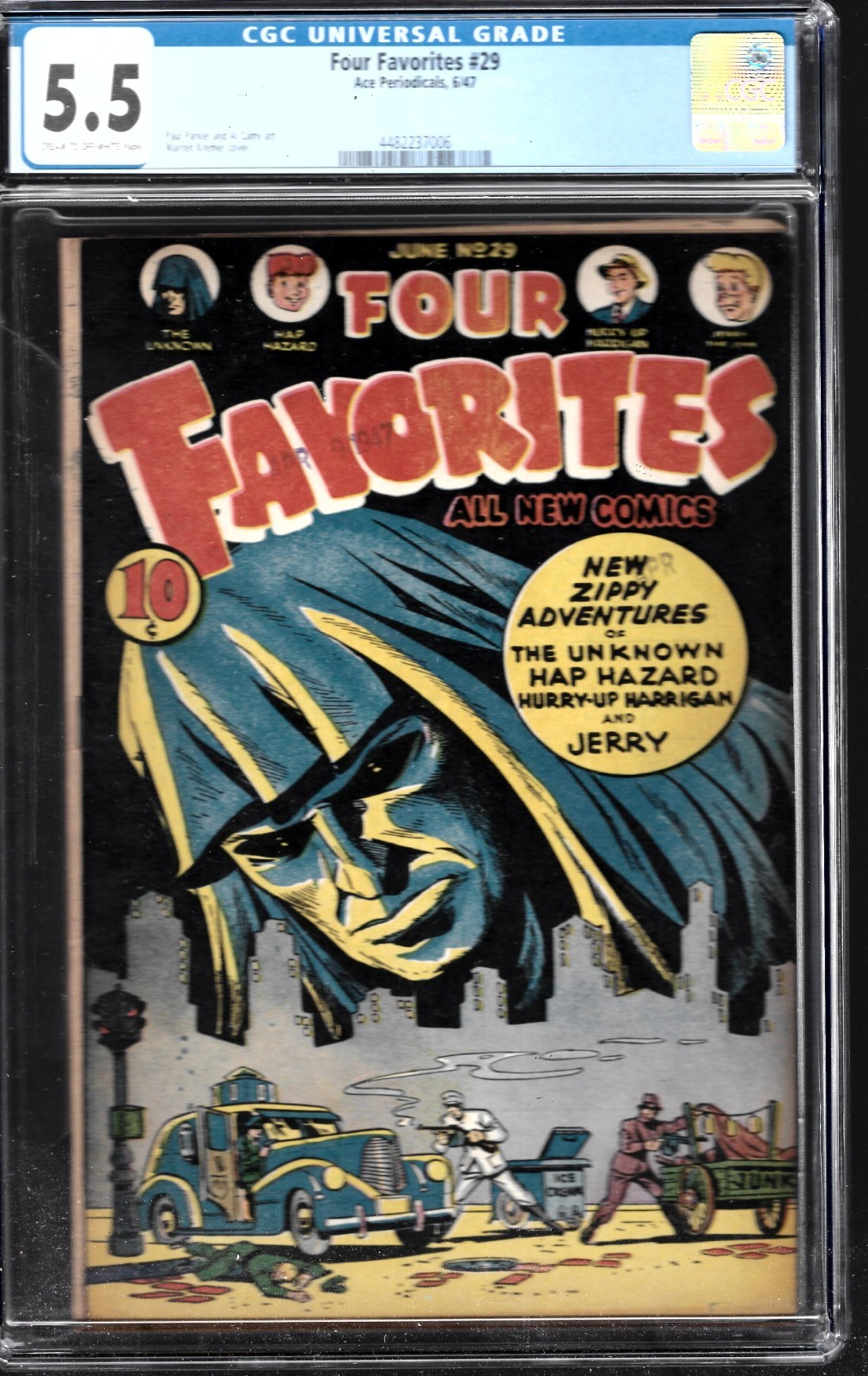 FOUR FAVORITES #29-CGC 5.5 FINE- 1947 ACE PUBL.-RARE GOLDENAGE FOUR FAVORITES #29-CGC 5.5 FINE- 1947 ACE PUBL.-RARE GOLDENAGE