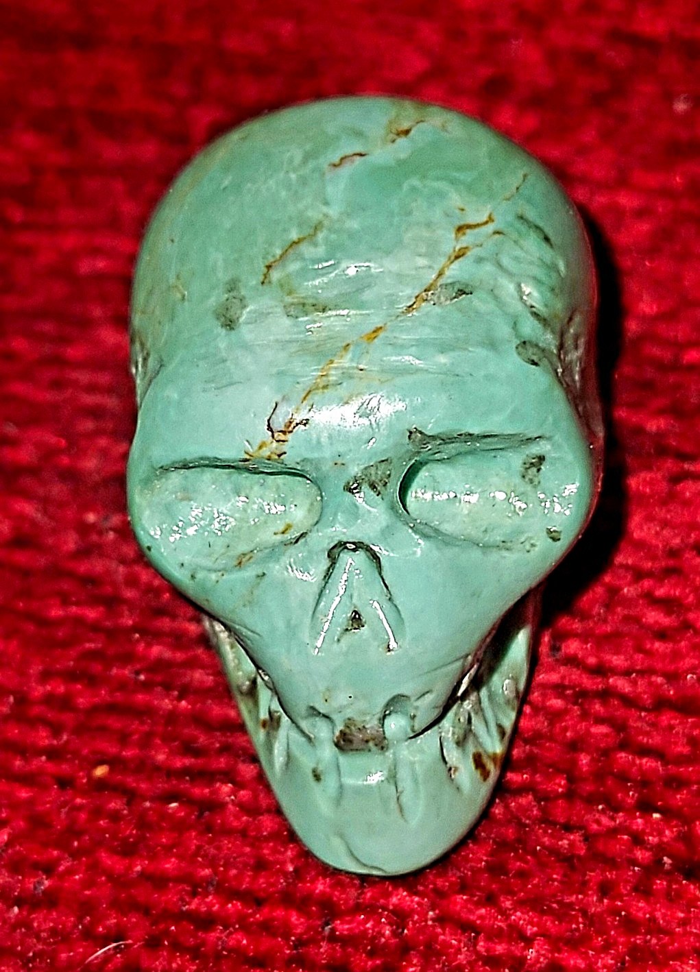 Turquoise Greenish Blue with Matrix Carved Skull Kingman, AZ Turquoise Greenish Blue with Matrix Carved Skull Kingman, AZ