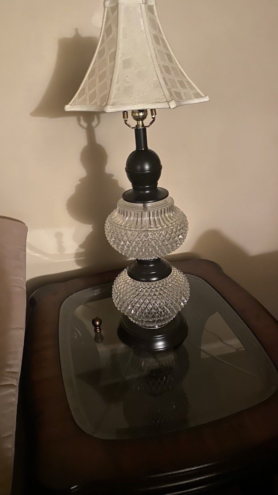 Vintage MCM Double Bulb Hobnail Lamps (2)