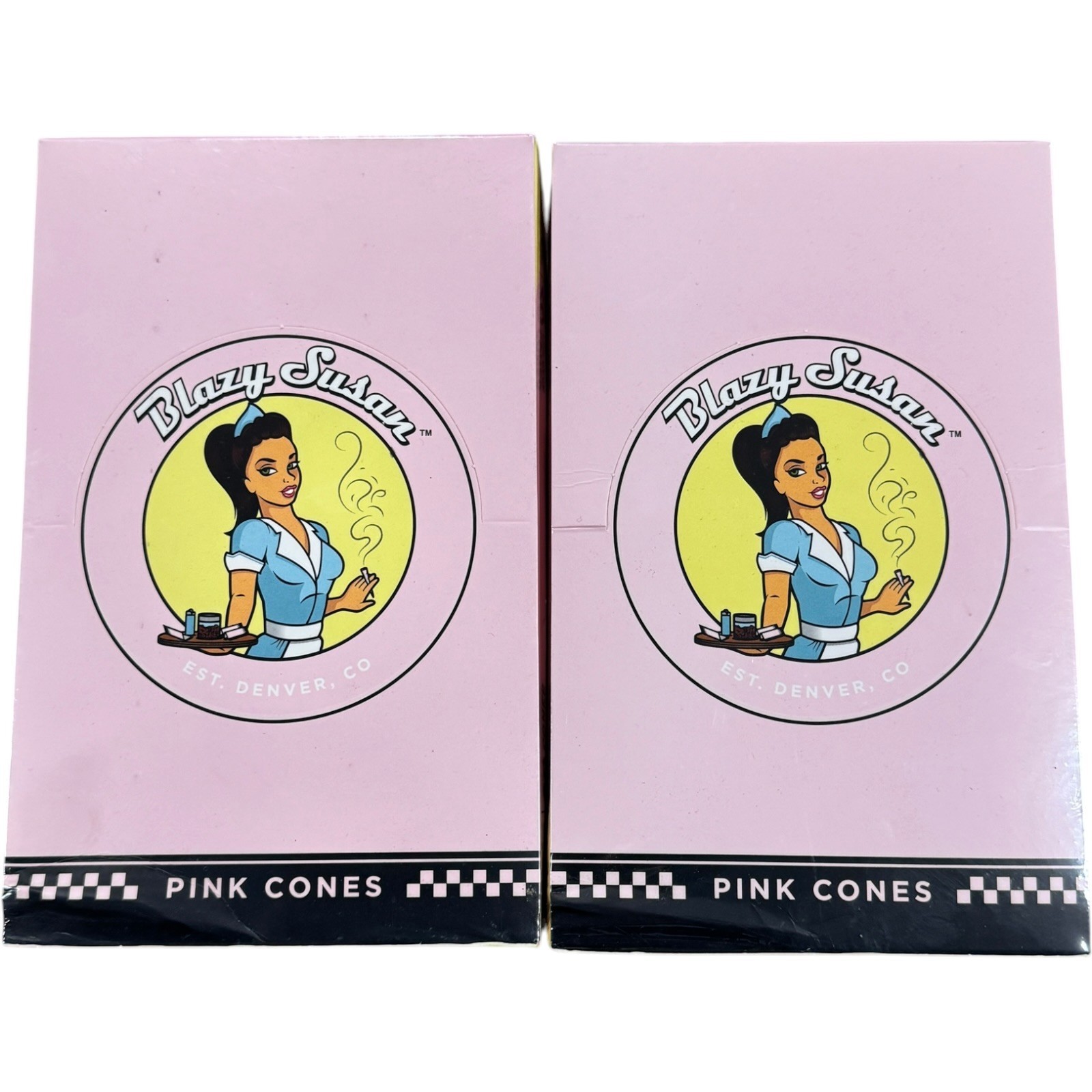 Blazy Susan Premium Pink 98mm Pre Rolled Cones 480 Total - 24 Packs of 20 Cones Blazy Susan Premium Pink 98mm Pre Rolled Cones 480 Total - 24 Packs of 20 Cones