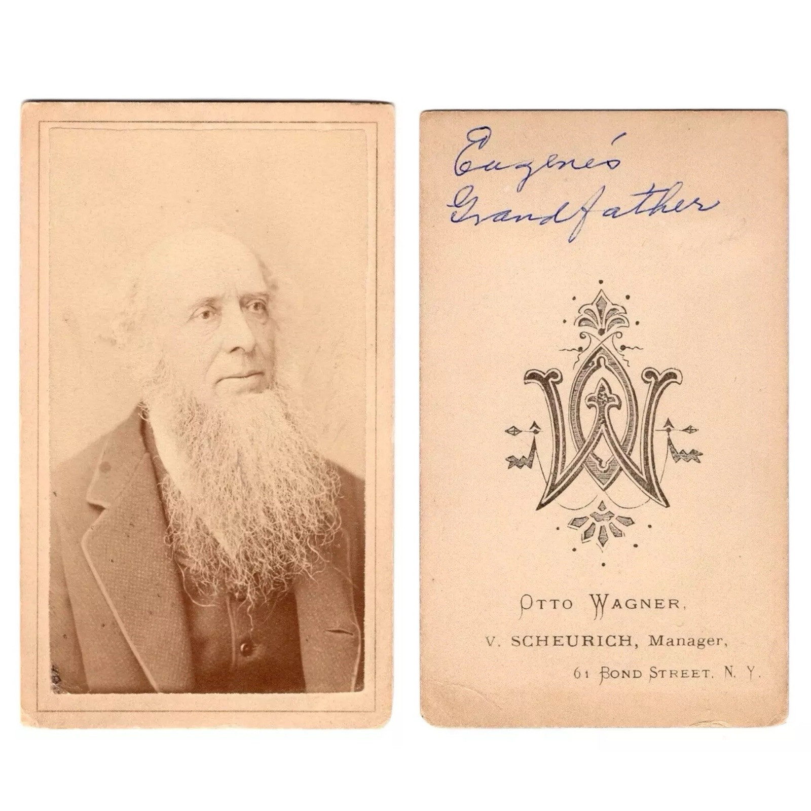 VG+ NEW YORK 1870s LONG BEARDED MAN VG+ NEW YORK 1870s LONG BEARDED MAN