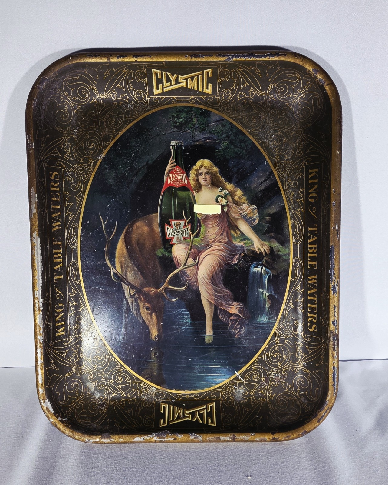 Clysmic Table Water Advertising Tin Serving Tray by American Art Works RARE VTG Clysmic Table Water Advertising Tin Serving Tray by American Art Works RARE VTG