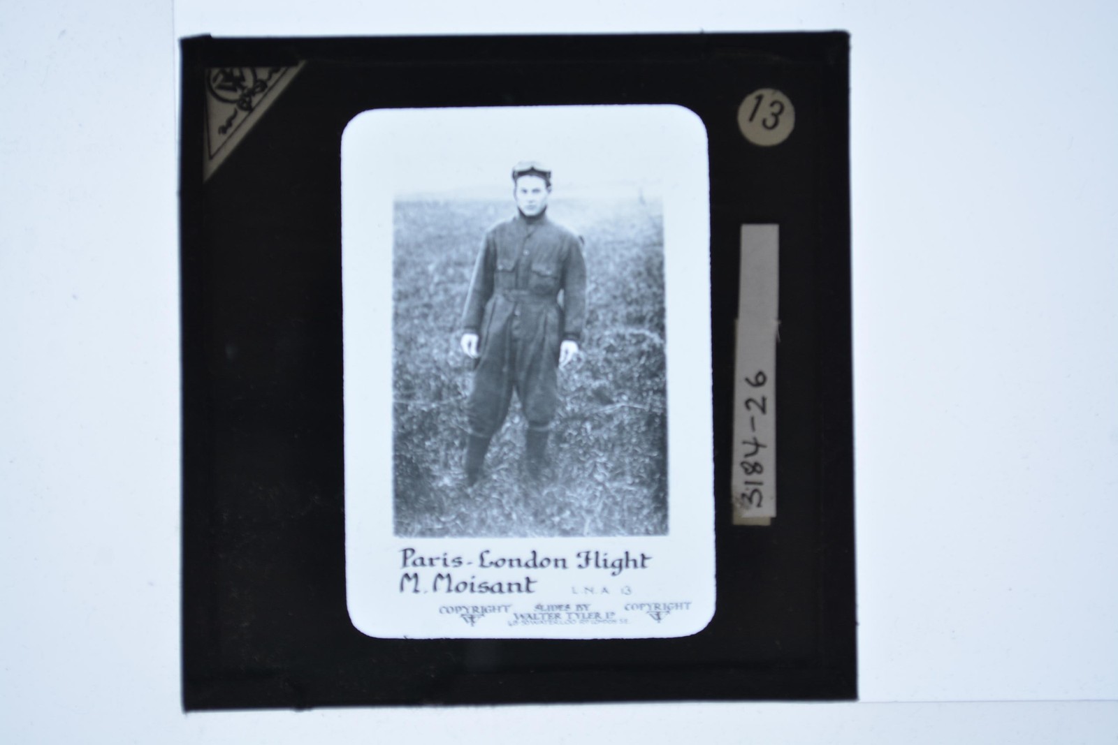Moisant Paris London Flight Aviator Magic Lantern Slide Walter Tyler c1900s