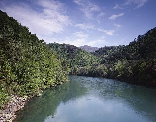 Little Tennessee River Appalachian Trail Crossing 1980s Mountain Landscape