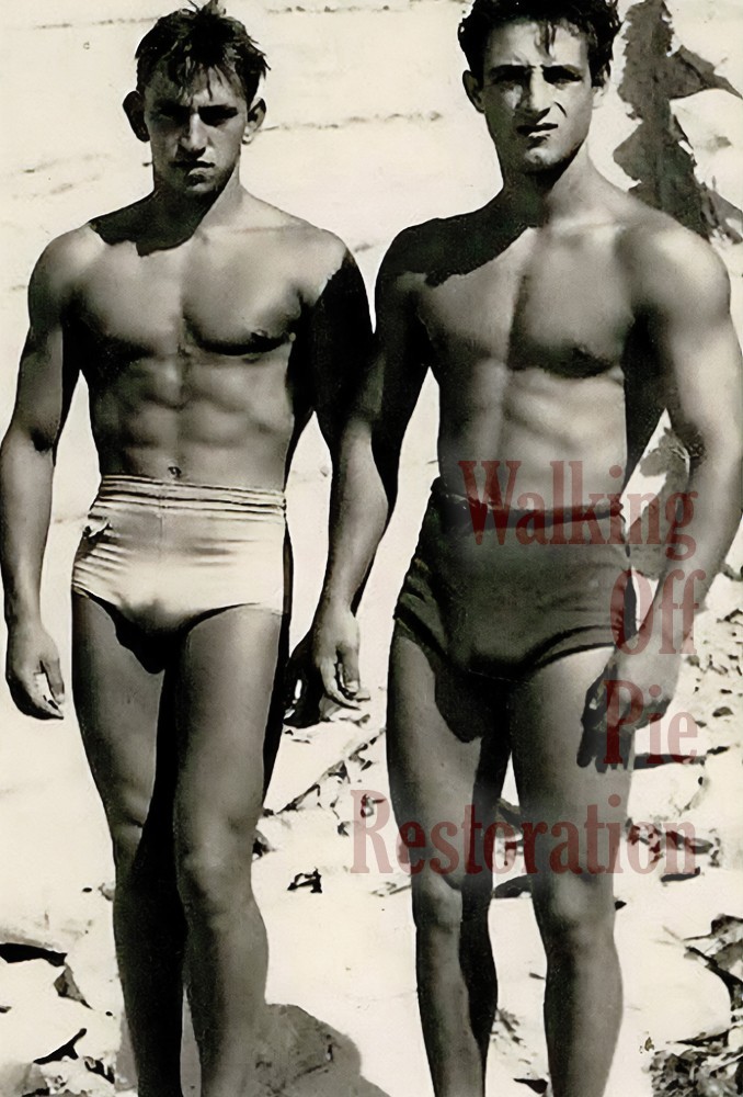 1950s Italian Beefcake on the beach 4x6 reprint Gay Estate Collection find 
