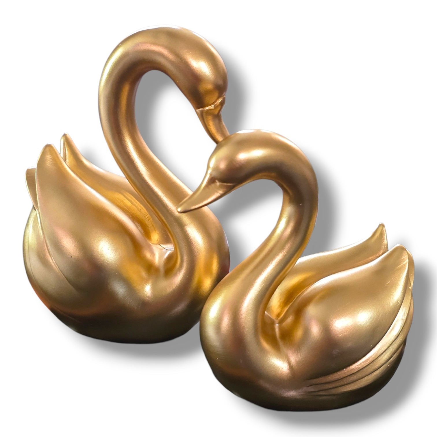Golden swan resin figurines set of 2 MCM Goose Decor
