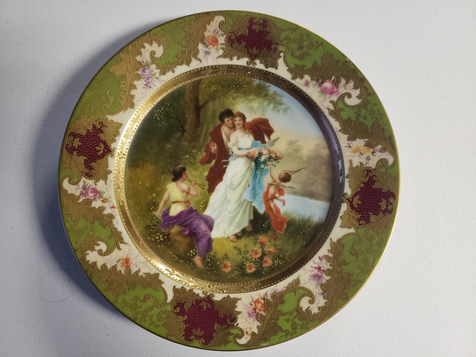 Antique Royal Vienna Hand Painted Charger Plate Couple and Muses Austria