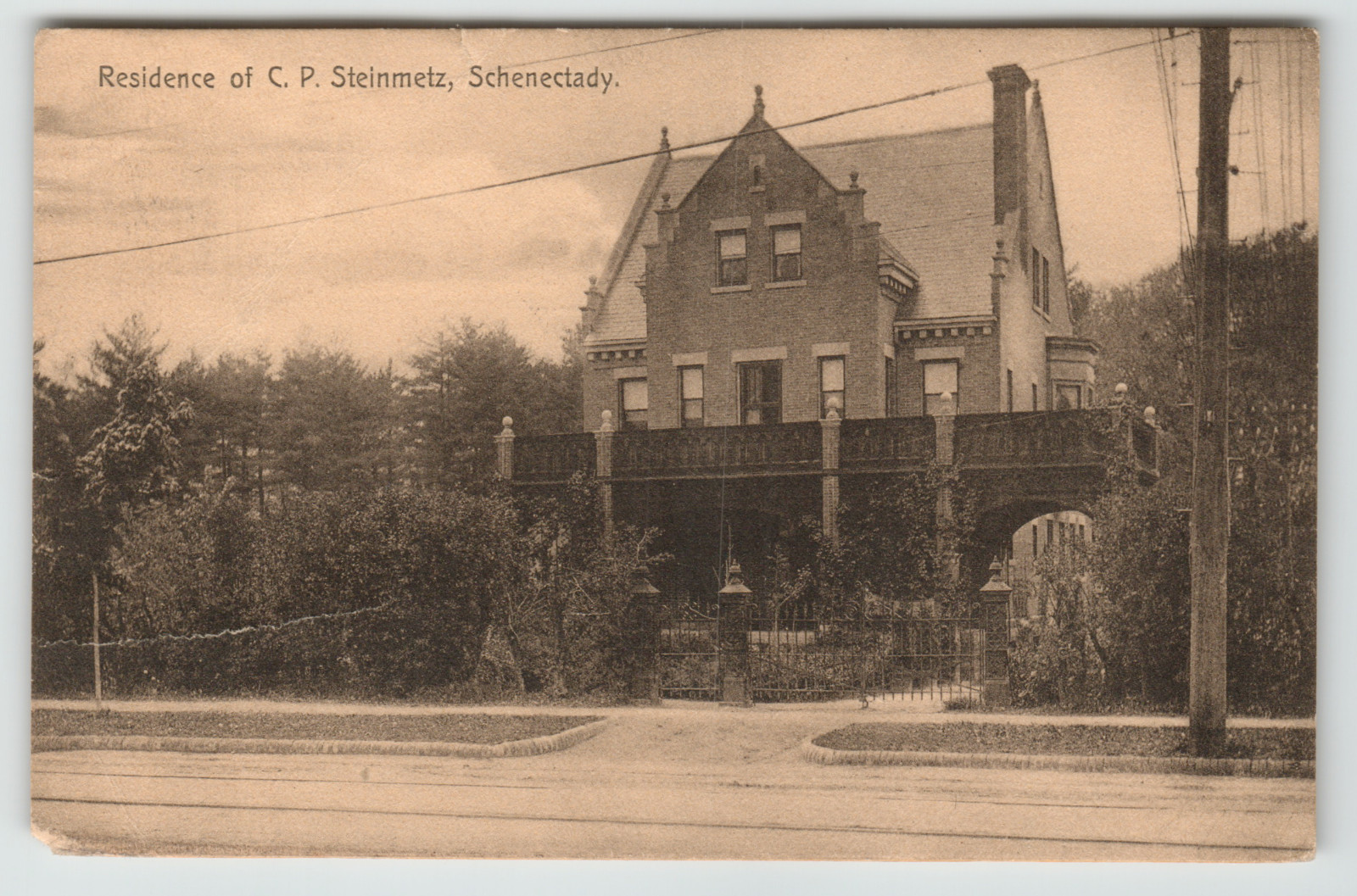 Postcard 1910 Residence of C.P. Steinmetz in Schenectady, NY.