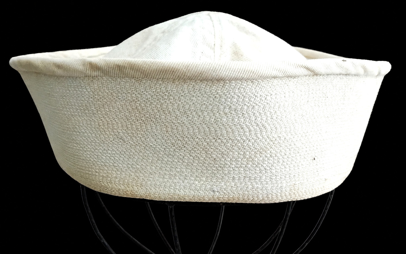 Vintage 1940 WWII Era Navy Sailor Dixie Cup Cap White Cotton USN Stamp As Found