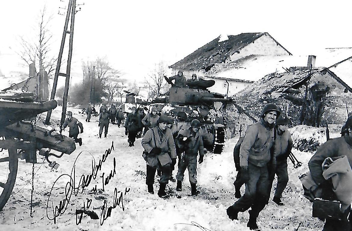 Richard Duchossois autograph 4x6 photo WW II Tank Destroyer Bulge Rare COA LOOK
