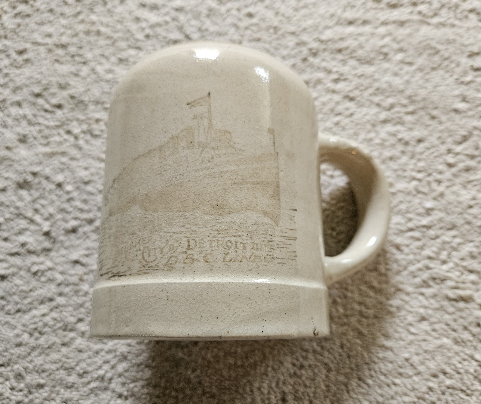 Rare 1920's Detroit Souvenir Beer Tankard D&C Line Image Front Thick Mold Ship