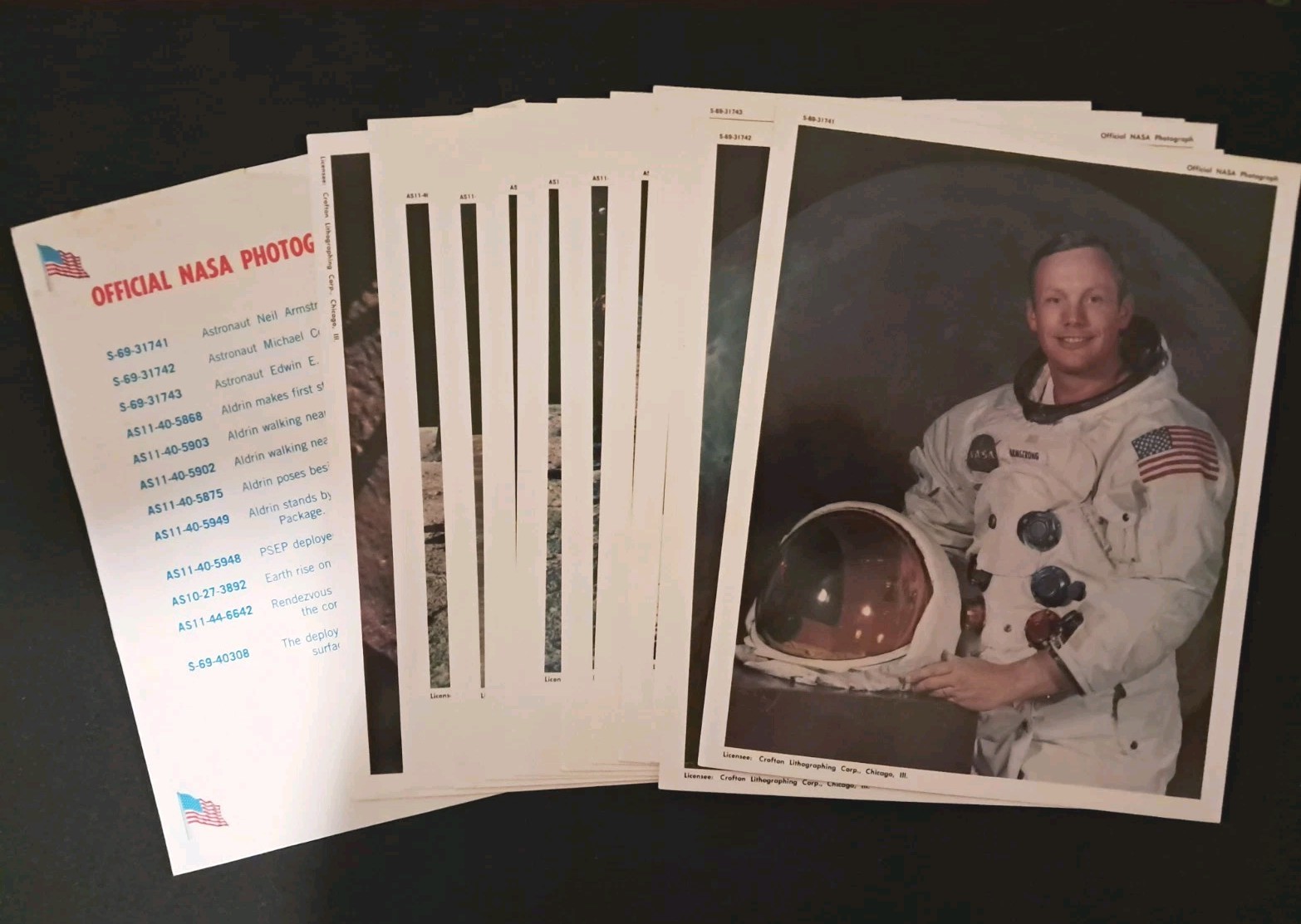 Official Nasa Apollo Photograph Fact Sheet 9 Prints Aldrin & Armstrong 