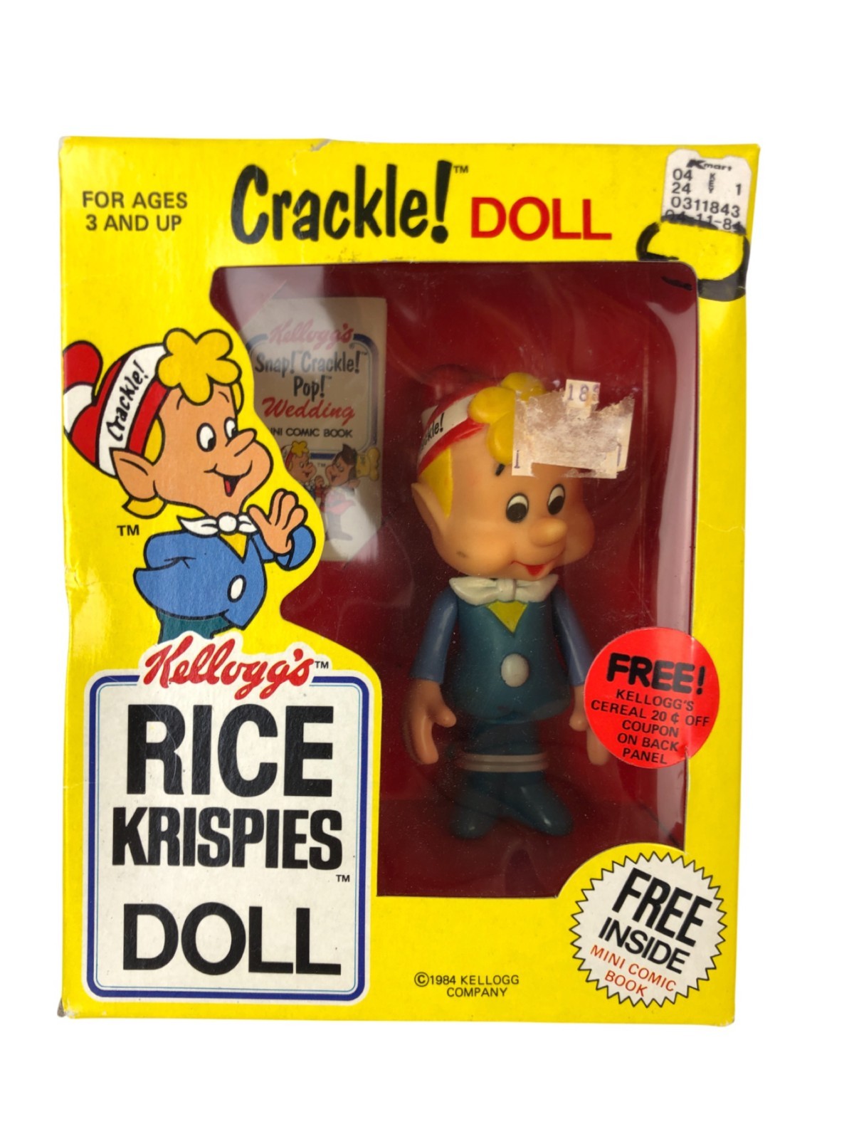 NRFB Kellogg's 1984 Vinyl CRACKLE Doll Rice Krispies Brand New in Box Hong Kong