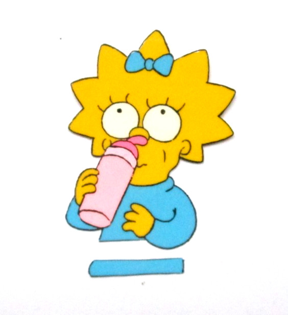 1990's SIMPSONS MAGGIE FOX ORIGINAL PRODUCTION CEL Bart Homer baby girl bottle 1990's SIMPSONS MAGGIE FOX ORIGINAL PRODUCTION CEL Bart Homer baby girl bottle