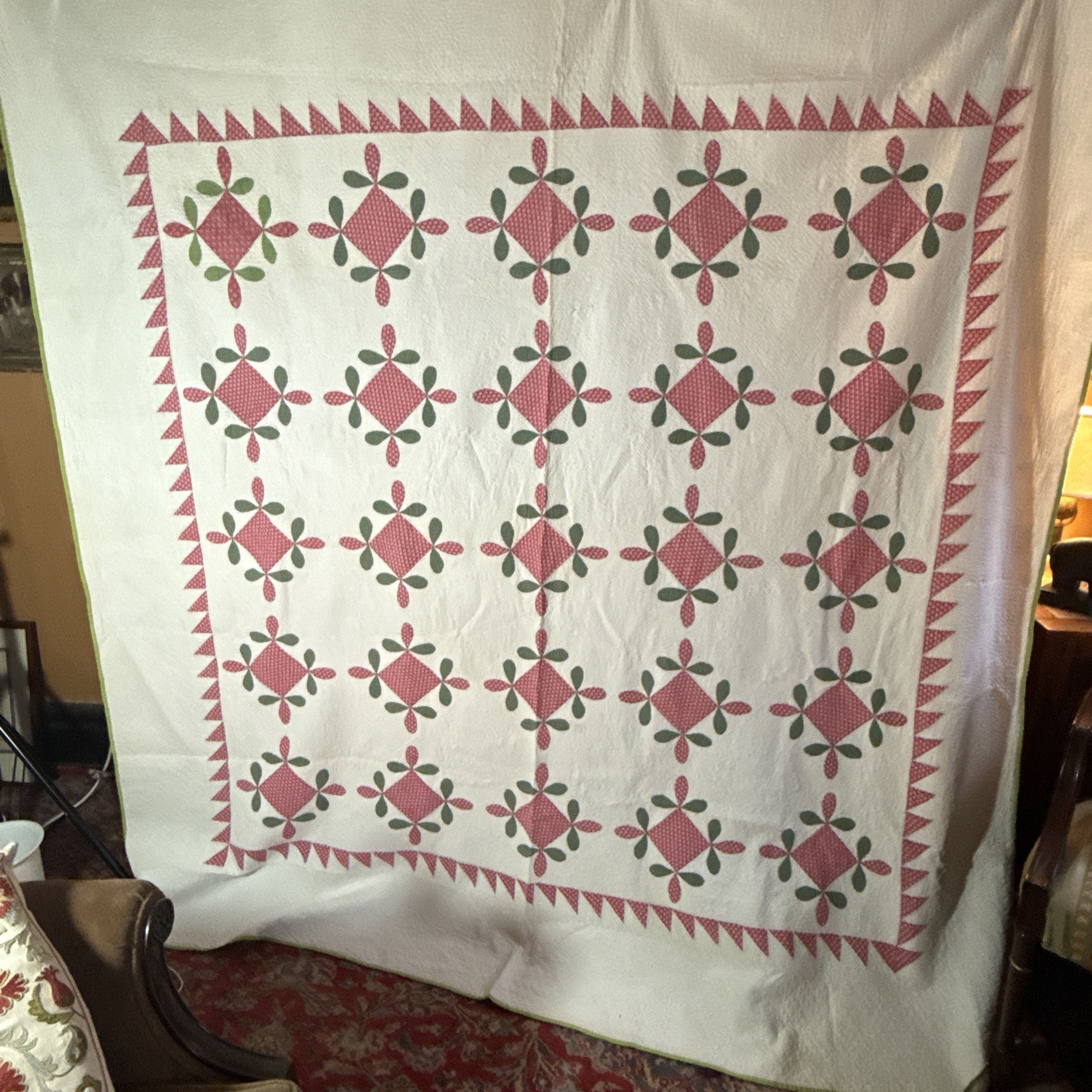Elegant 19th C. Appliqué Quilt. Phenomenal Quilting Elegant 19th C. Appliqué Quilt. Phenomenal Quilting