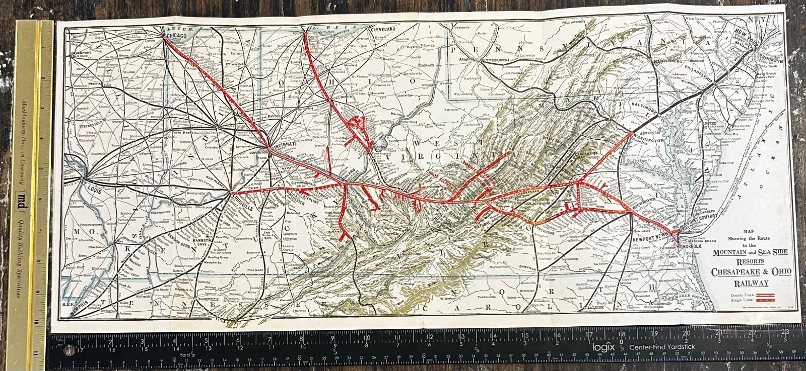 Rare 1916 Railroad Map CHESAPEAKE & OHIO C & O Railway Mountain Seaside Resorts Rare 1916 Railroad Map CHESAPEAKE & OHIO C & O Railway Mountain Seaside Resorts