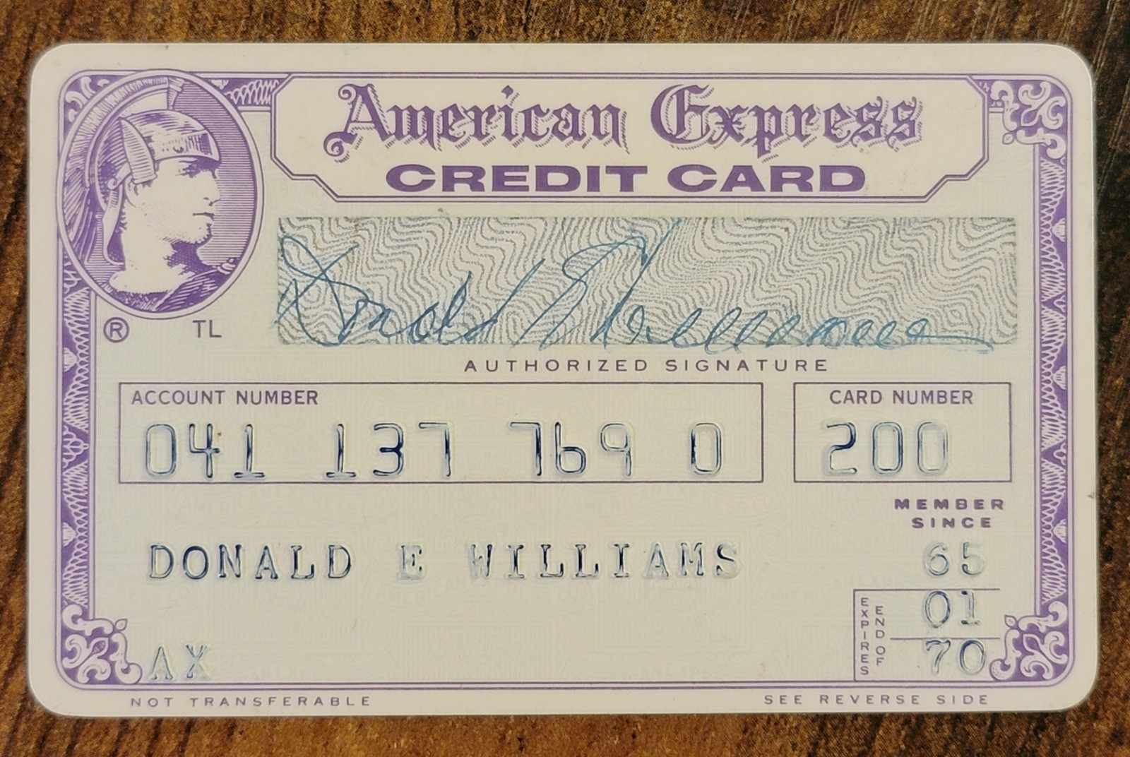 Vintage Purple American Express Credit Charge Card Obsolete Expired 1970 AMEX Vintage Purple American Express Credit Charge Card Obsolete Expired 1970 AMEX