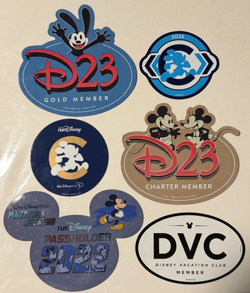 Club RunDisney Vacation Club D23 Magnets Lot Of 6 Various Characters/Clubs