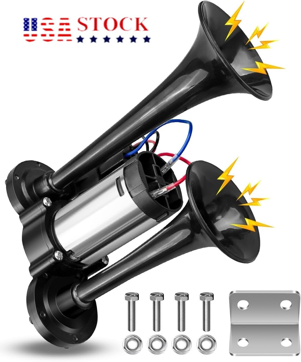 600DB Train Horn 12V Super Loud Dual Trumpet Train Air Horn Compressor Kit