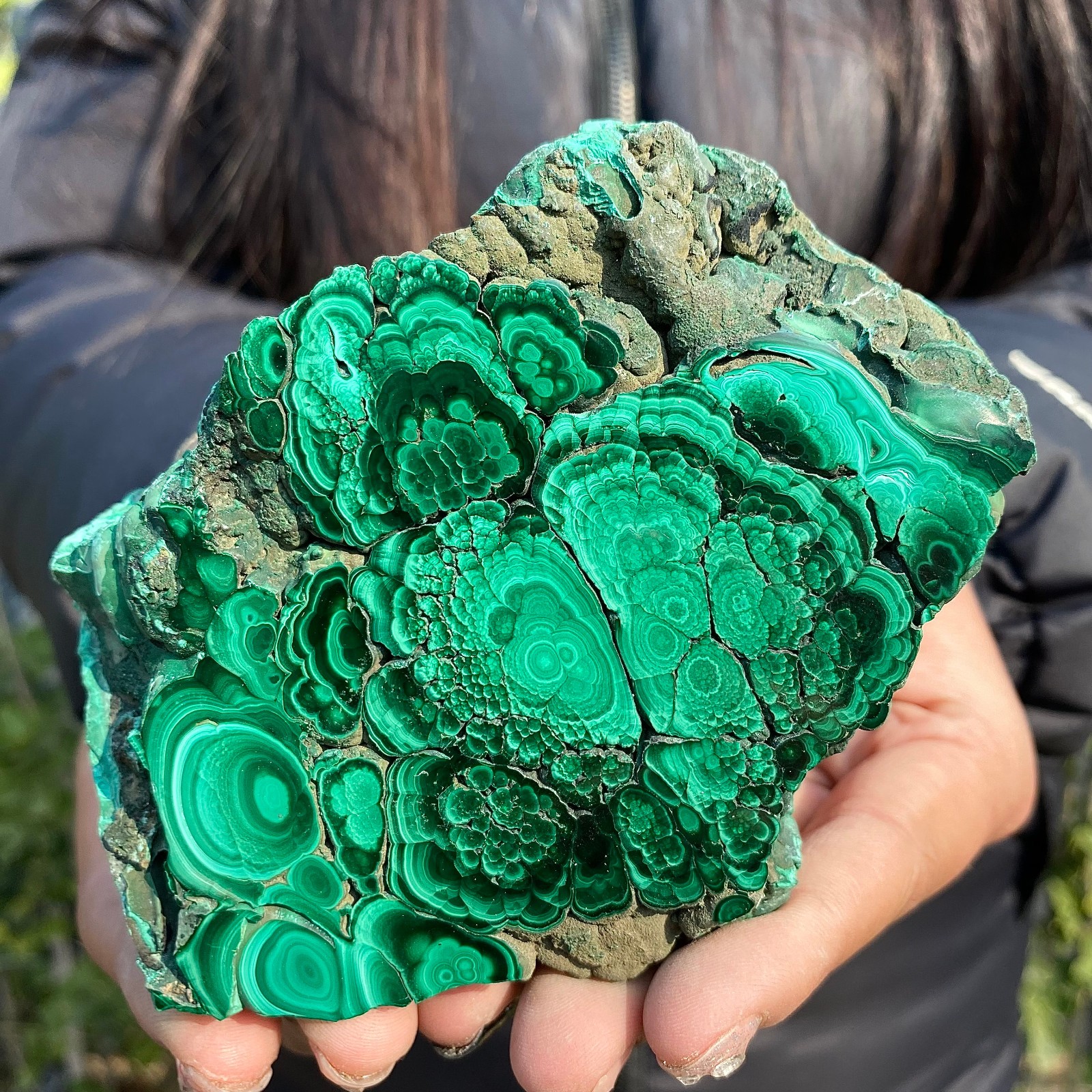 445G Natural Green Malachite Crystal Flaky Pattern Ore Specimen Quartz Healin