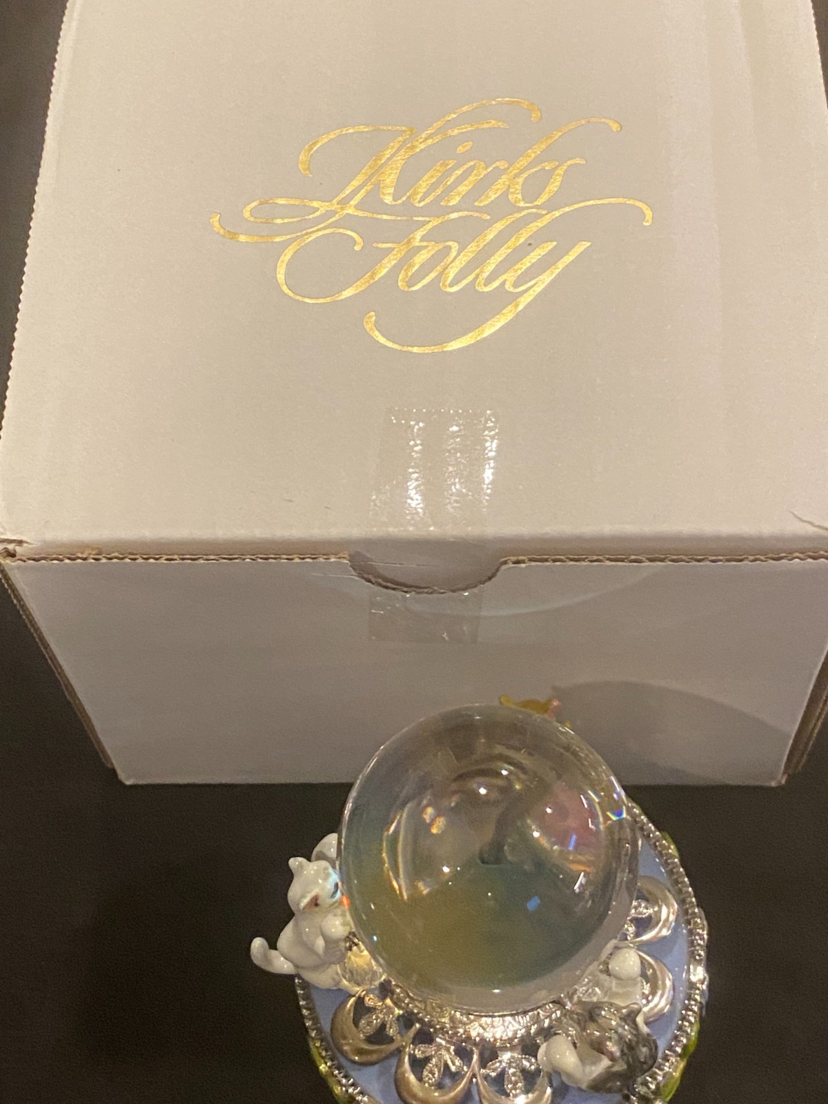 Kirks Folly Trinket Box playful kittens Amazing Detail Crystals RARE Kirks Folly Trinket Box playful kittens Amazing Detail Crystals RARE