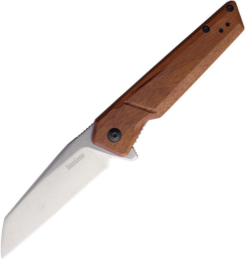 Kershaw - AVERT Spring Assist SPEEDSAFE Flipper Knife Brown Wood Handle KAI 1432 Kershaw - AVERT Spring Assist SPEEDSAFE Flipper Knife Brown Wood Handle KAI 1432
