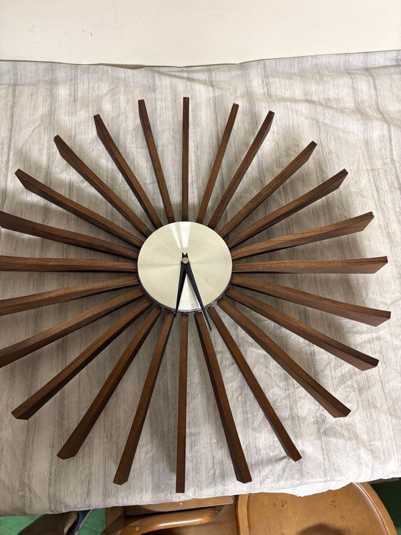 George Nelson Wall Clock Wooden Mid-Century Flutter Retro Minimalist Design