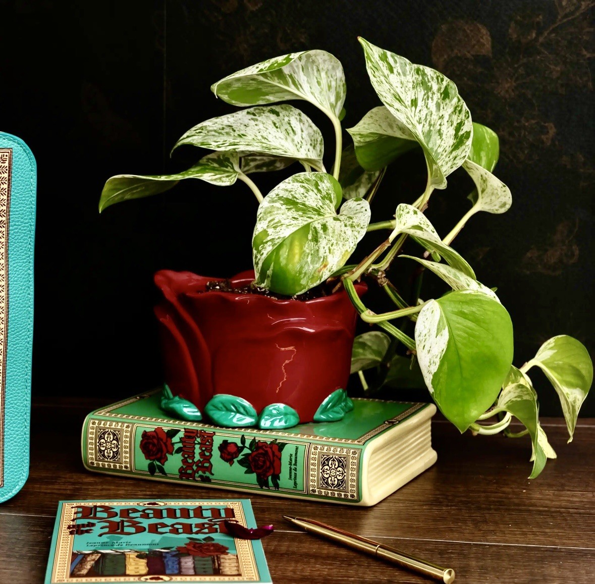 Steel Mill & Co Large Beauty and the Beast Rose Self-Watering Planter Ceramic