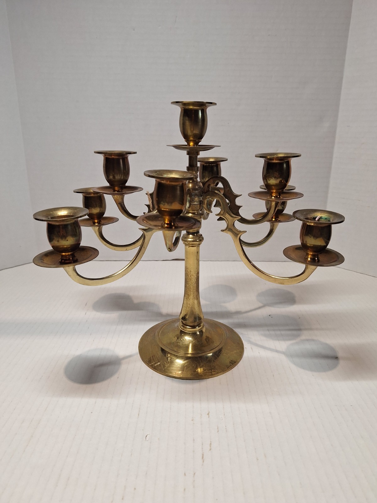 Vintage Beautiful Brass 9 Arms Candelabra 10\