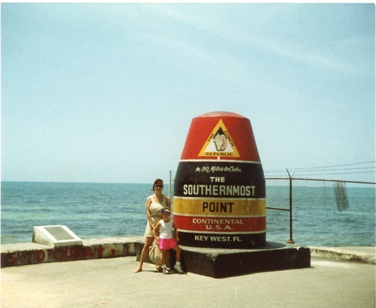 Vtg 1990s Found Photo Key West Southernmost Point Mom Daughter Snapshot