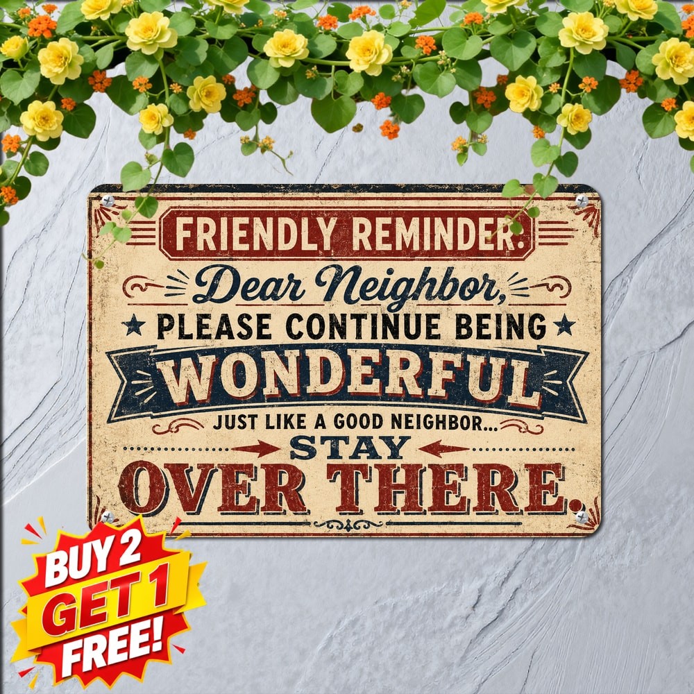 Good Neighbor Welcome Quote Metal Sign Friendly Porch Front Door Tin Plaque