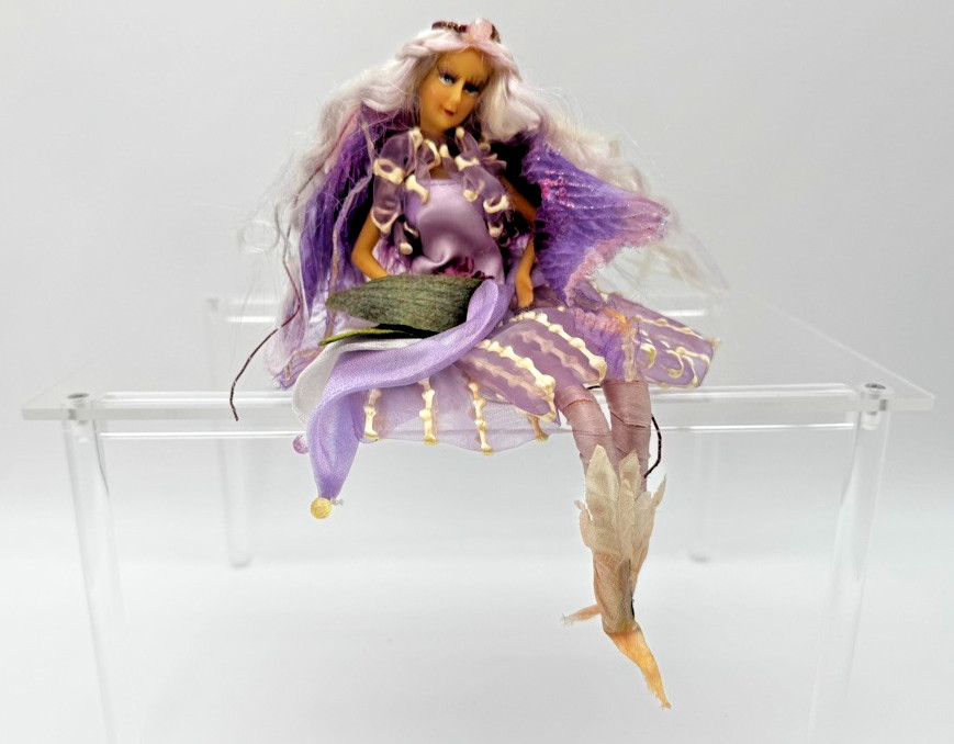 Vtg Winward Style Posable Woodland Fairy Doll Purple Fabric Wings 11 Vtg Winward Style Posable Woodland Fairy Doll Purple Fabric Wings 11
