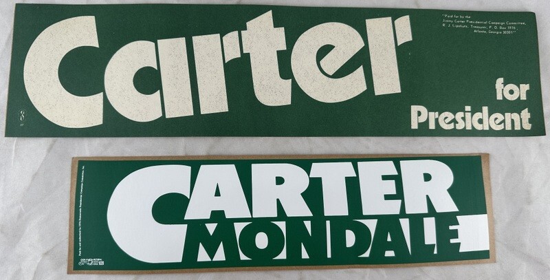 Original 1976 Campaign Bumper Stickers Lot Jimmy Carter For President / Mondale