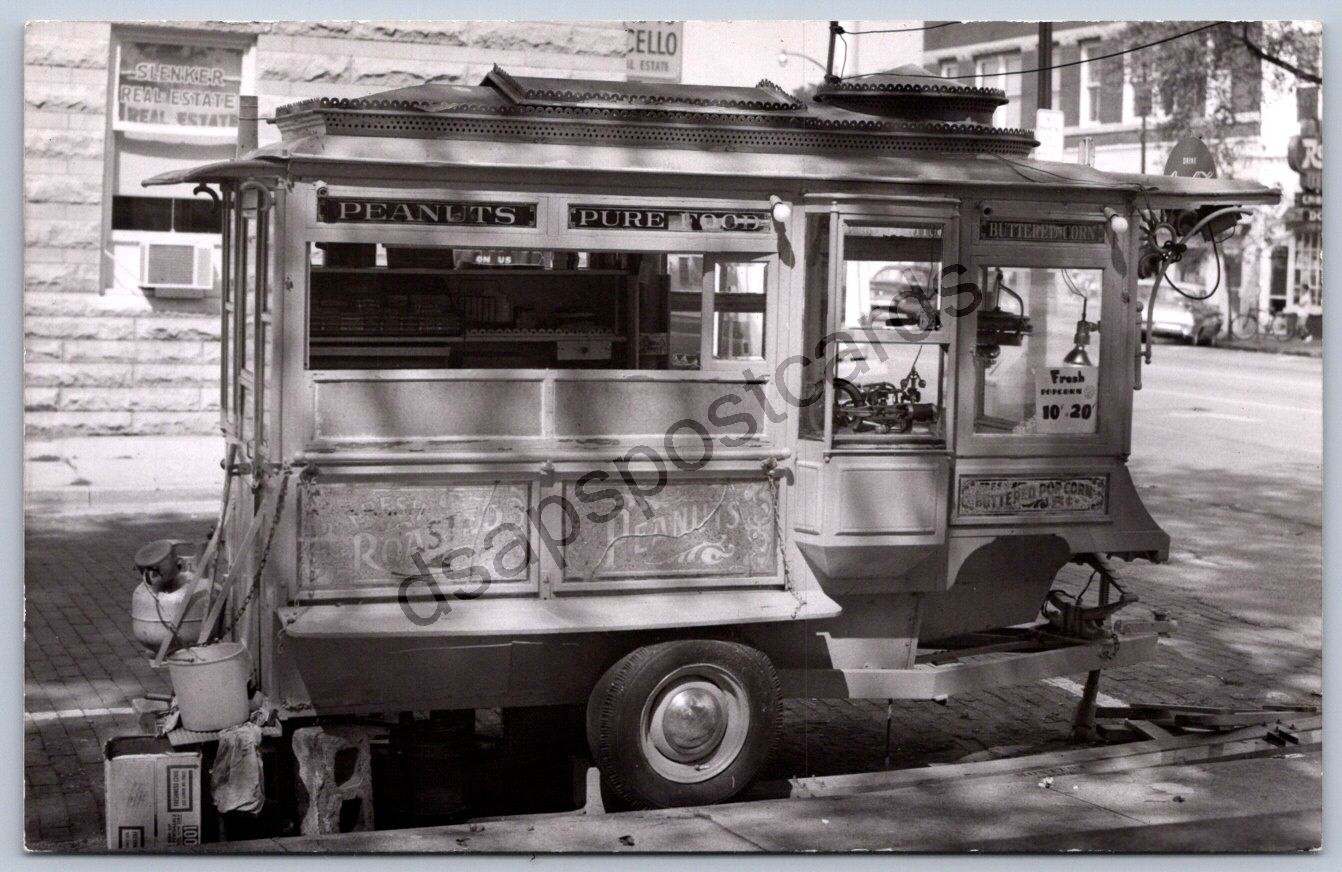 K53/ Interesting RPPC Postcard c1950s Fresh Roasted Peanuts Cart Vendor 124