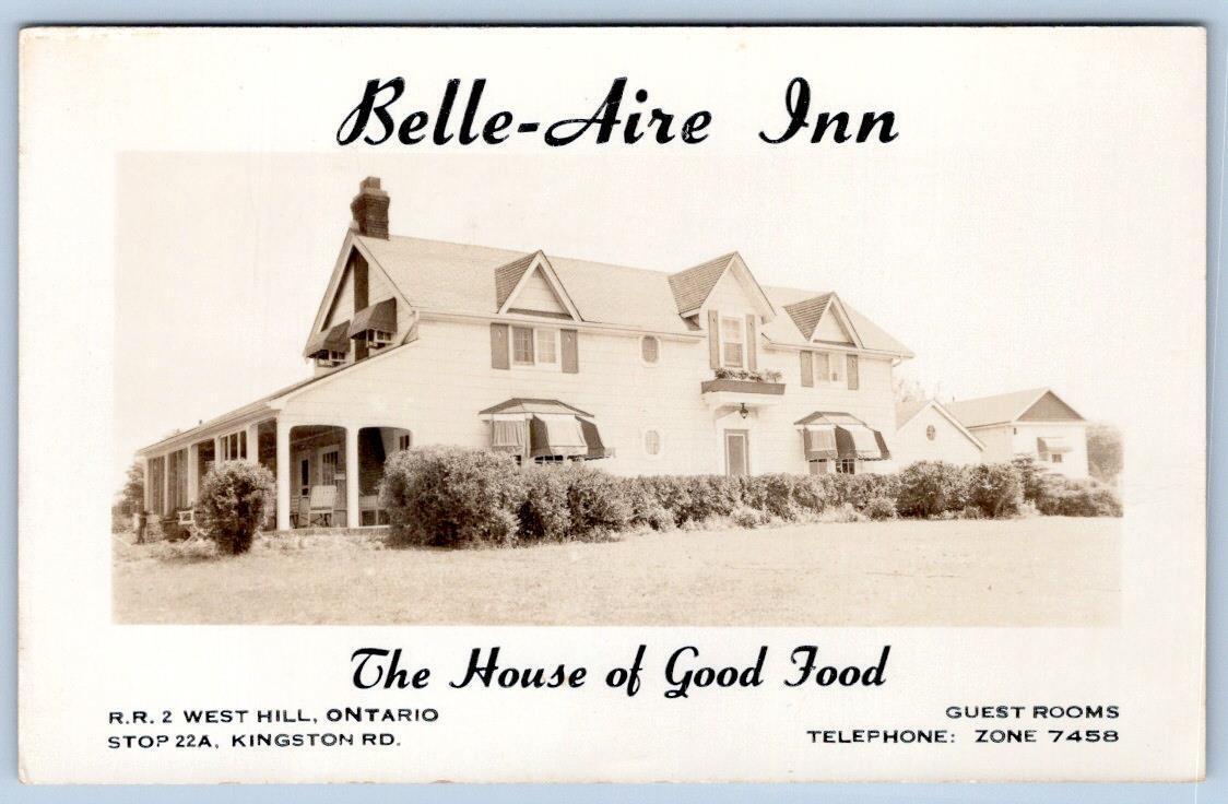 RPPC BELLE-AIRE INN HOUSE OF GOOD FOOD GUEST ROOMS ONTARIO CANADA POSTCARD