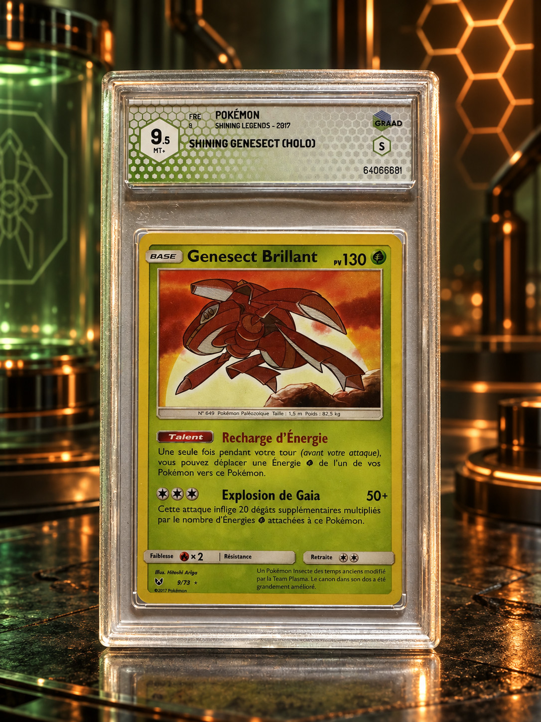 Pokemon Shining Genesect 9/73 Shining Legends FR 2017 GRADE 9.5 Holo