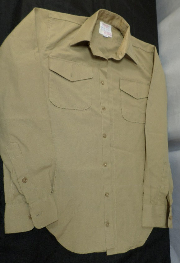 CREIGHTON TAN KHAKI USMC MARINE CORPS LONG SLEEVE DRESS SHIRT UNIFORM 16-36
