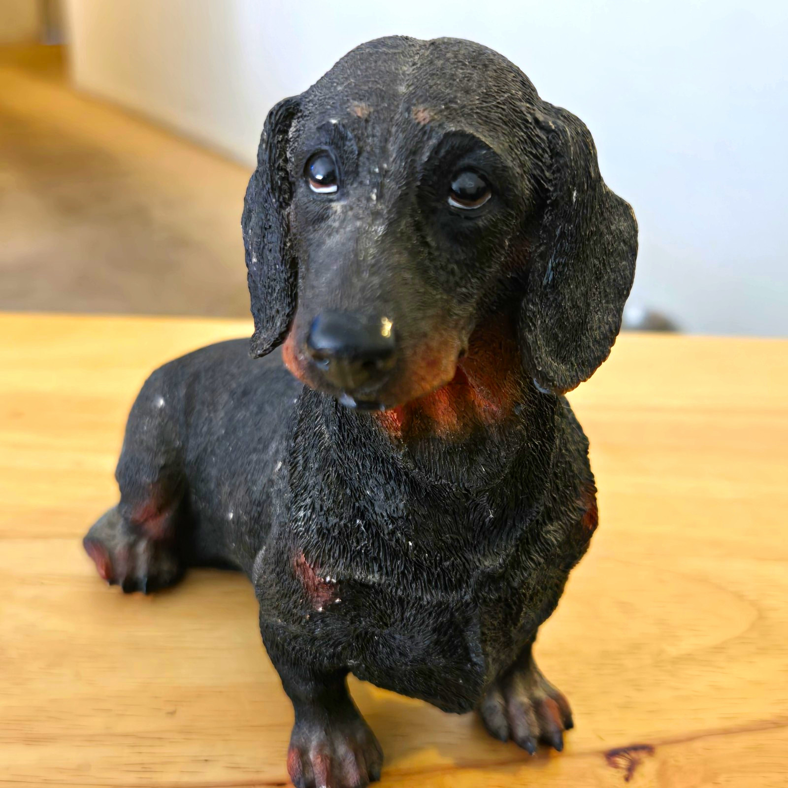 Dachshund Dog Figurine Black and Brown Collectible Sculpture Dachshund Dog Figurine Black and Brown Collectible Sculpture
